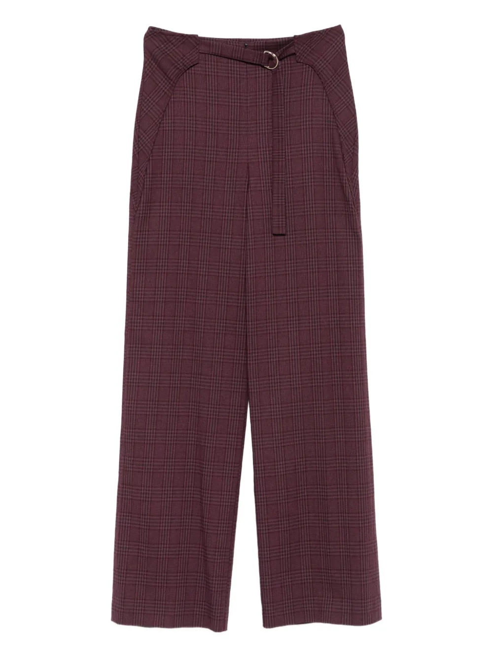 Patrizia Pepe Geruite broek met ceintuur Paars