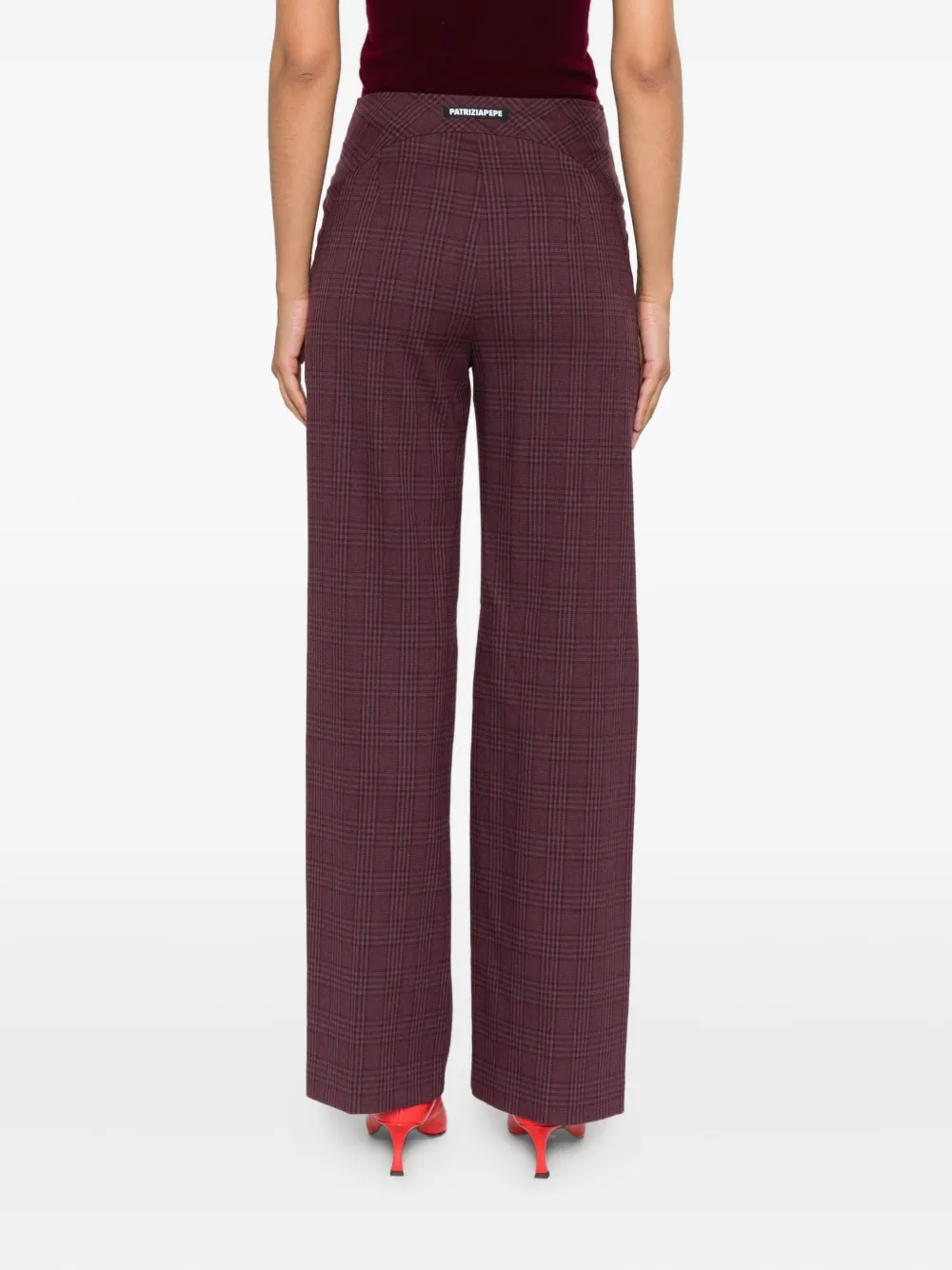 Patrizia Pepe Geruite broek met ceintuur Paars
