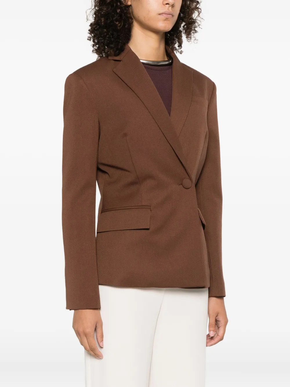 Patrizia Pepe Asymmetrische blazer met enkele knoop Bruin