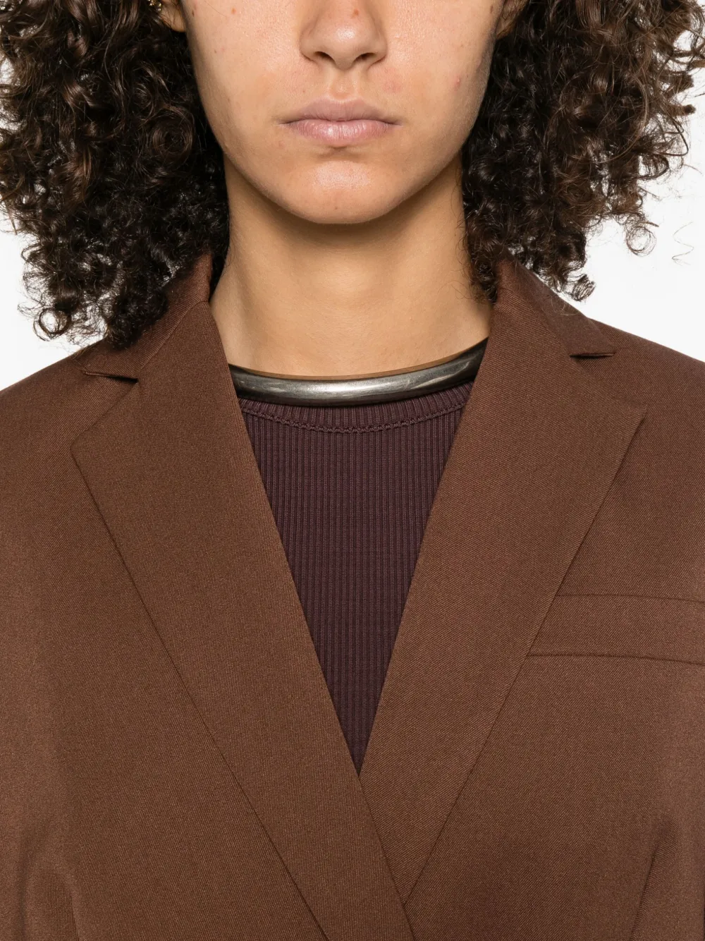 Patrizia Pepe Asymmetrische blazer met enkele knoop Bruin