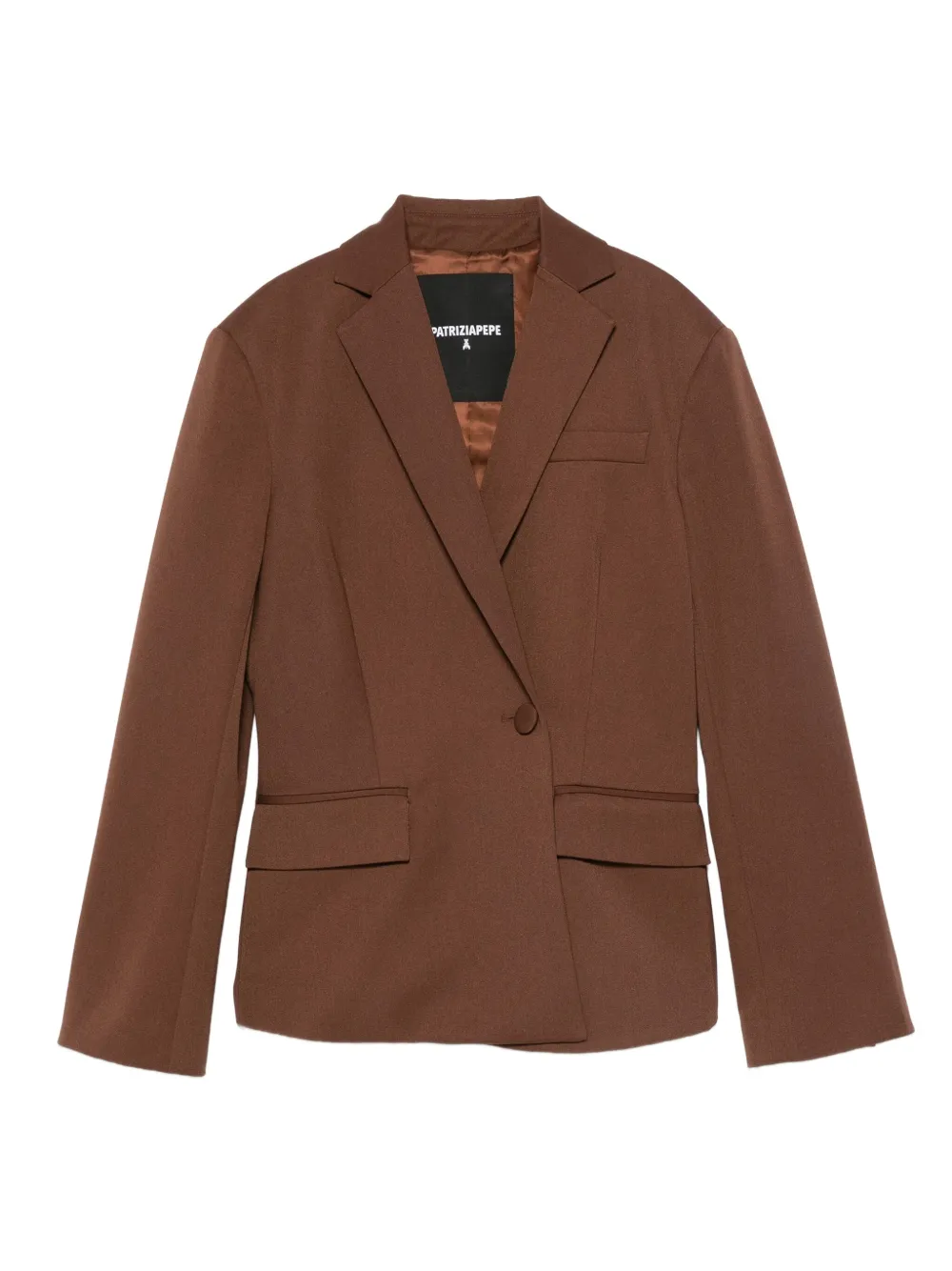 Patrizia Pepe Asymmetrische blazer met enkele knoop Bruin