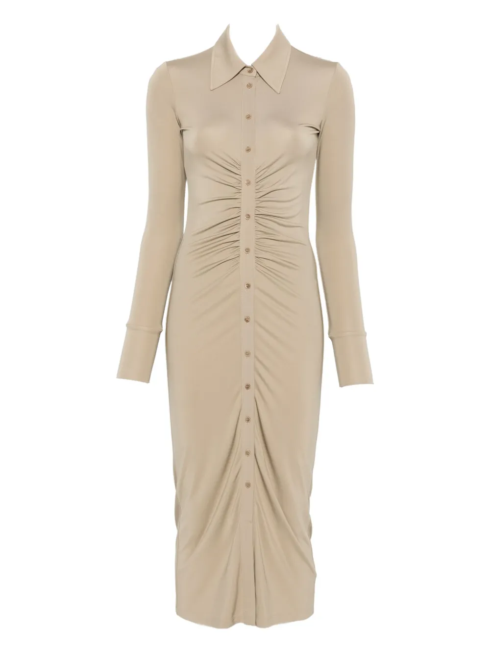 Patrizia Pepe Button-front Draped Midi Dress In Neutral