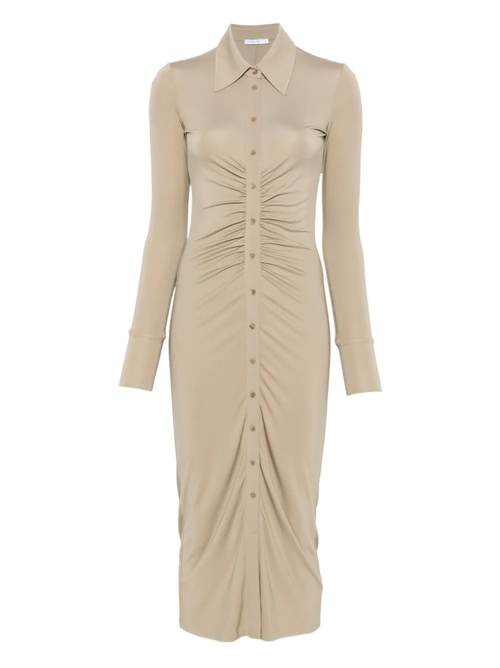 Patrizia Pepe Gedrapeerde midi-jurk met knopen Beige