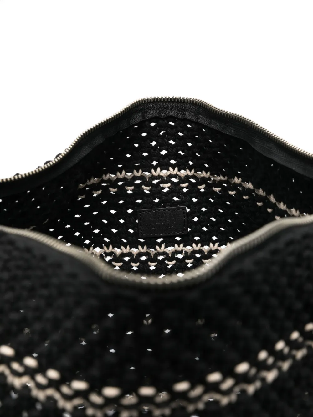 Ba&Sh leather-trimmed knitted shoulder bag Zwart