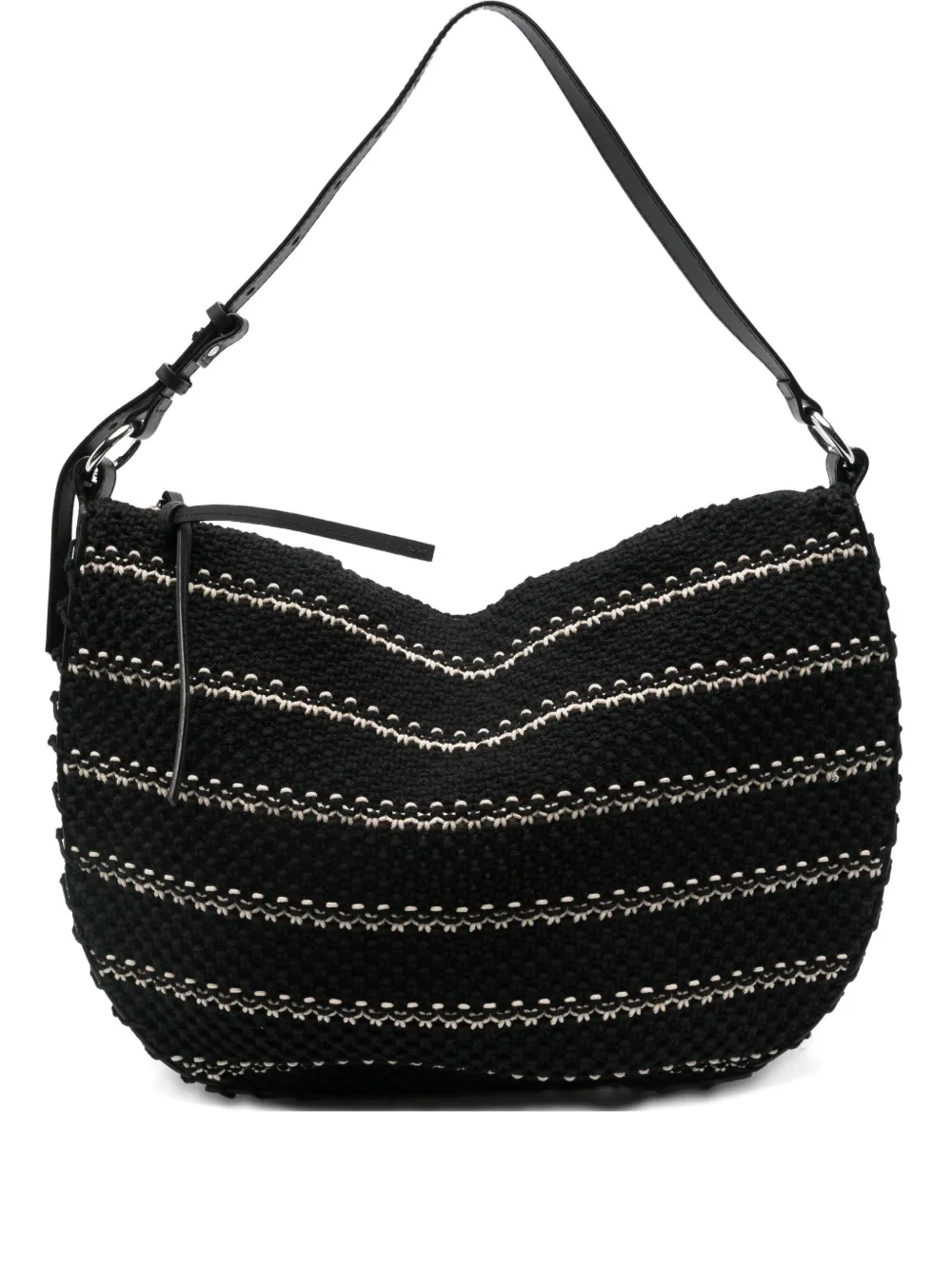 Ba&Sh leather-trimmed knitted shoulder bag Zwart