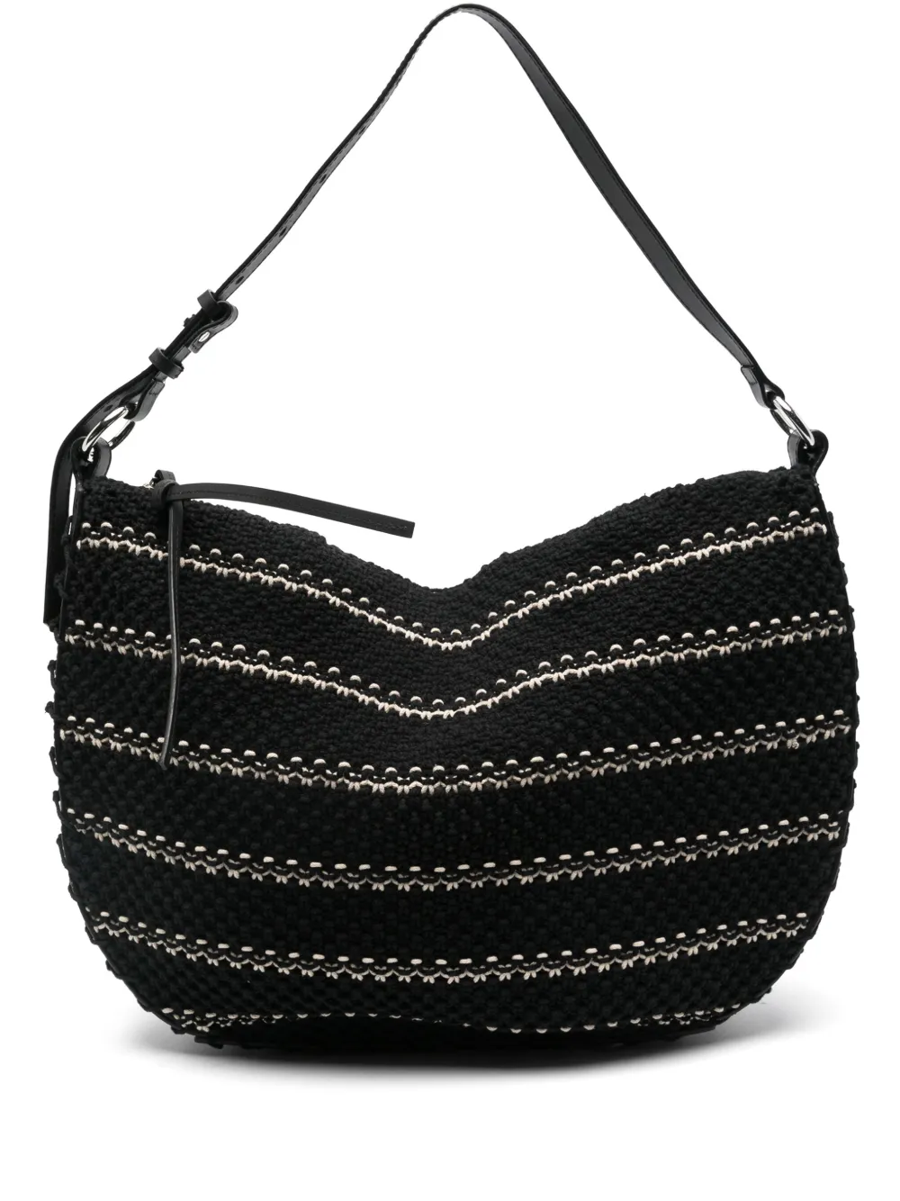Ba & Sh leather-trimmed knitted shoulder bag - ブラック Ba & Sh leather-trimmed knitted shoulder bag - ブラック