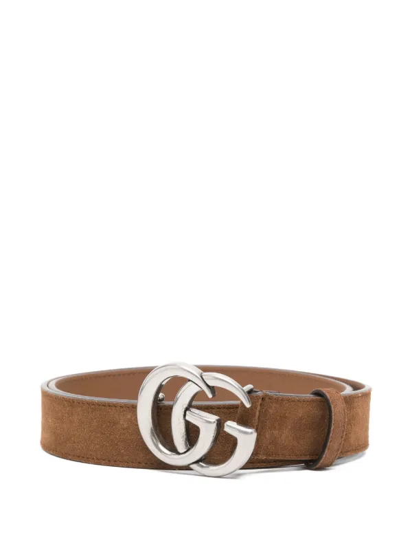 Gucci GG Logo Suede Belt | Brown | FARFETCH display picture 1