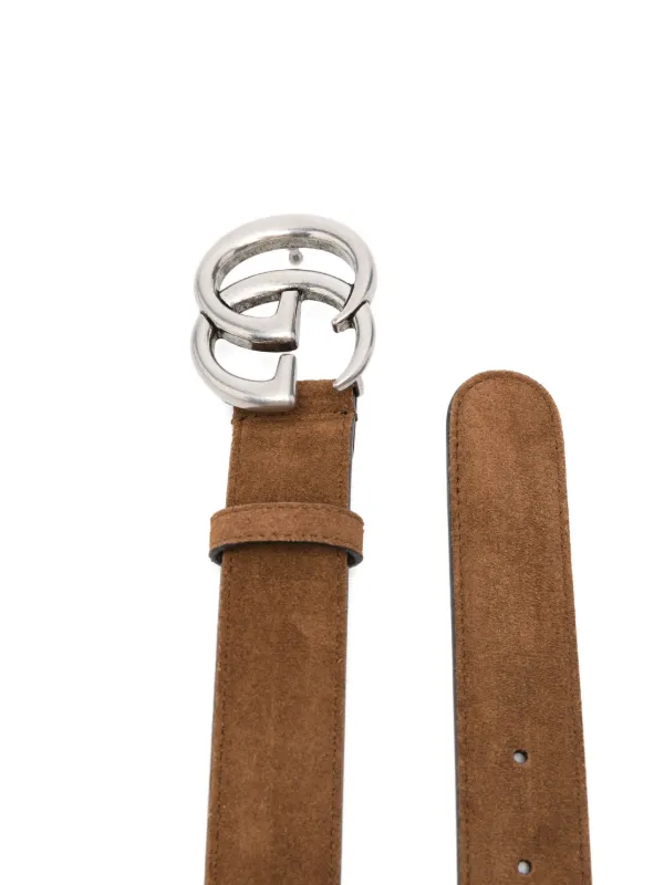 GUCCI GG BUCKLE SUEDE BELT Gucci Hazelnut suede belt with GG Marmont buckle  main image 4
