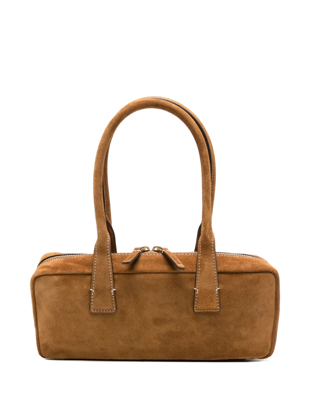STAUD The Dude suede zip-top tote bag Bruin