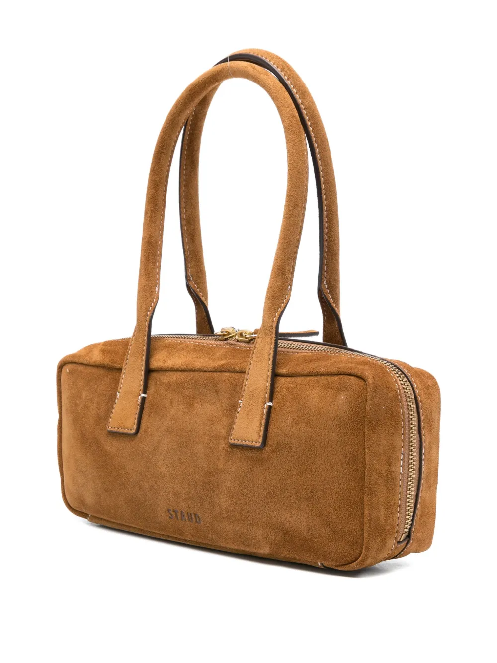 STAUD The Dude suede zip-top tote bag Bruin