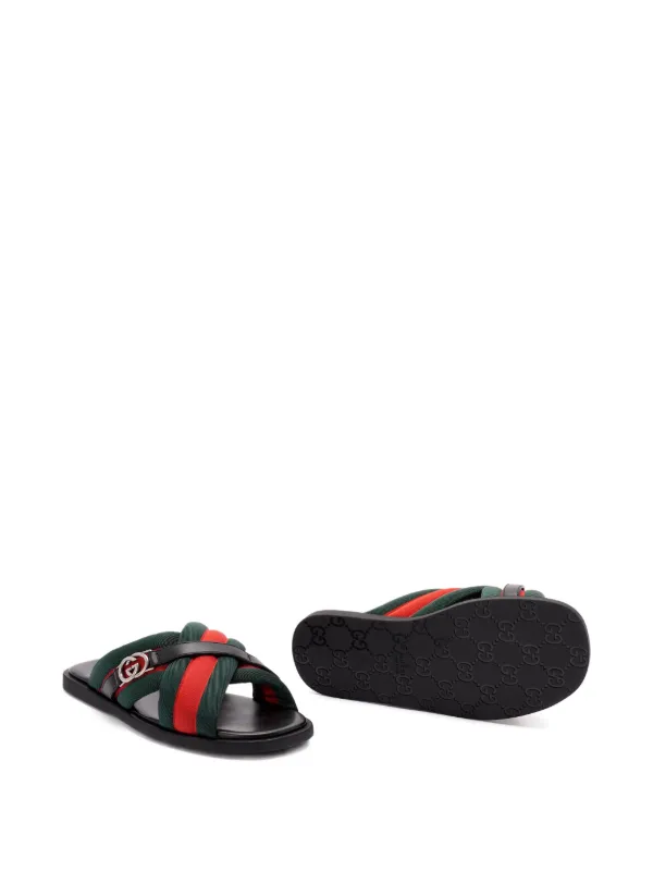 Gucci Maverik Web-striped cross-strap Sandals | Black | FARFETCH