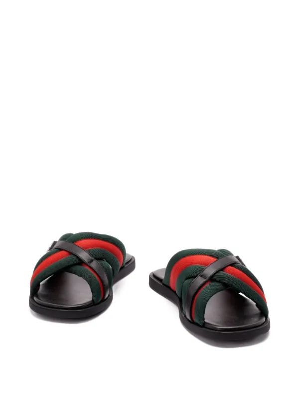 Gucci Black Sandal Flip-Flops with Red and White Striped Strap Gucci Web-Stripe Sandals - Black | Editorialist main image 2
