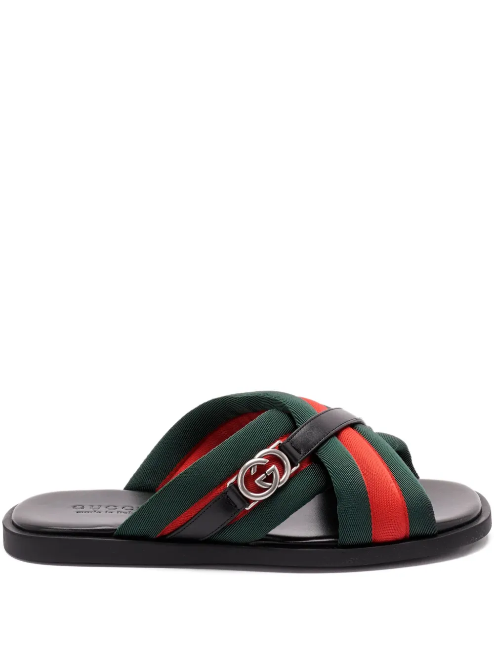 Gucci Maverik Web-striped cross-strap sandals Black