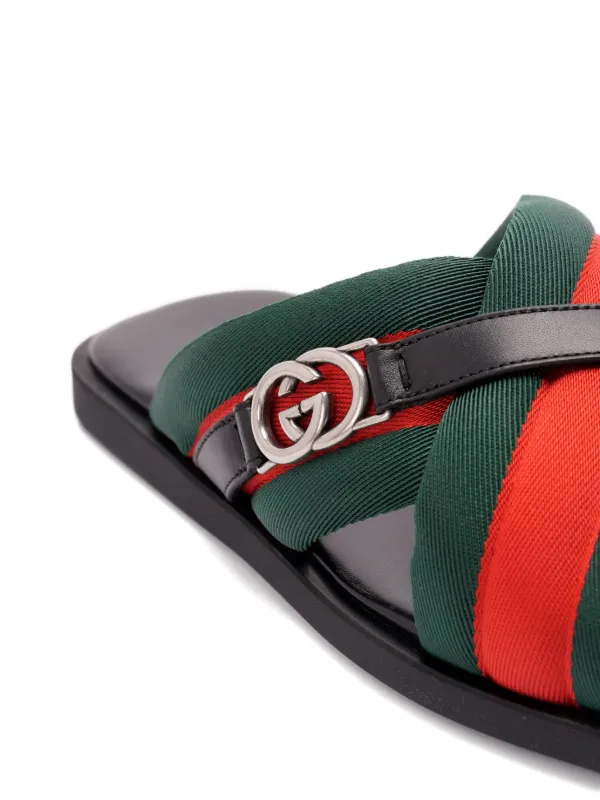 Gucci Maverik Web-striped cross-strap Sandals | Black | FARFETCH display picture 3