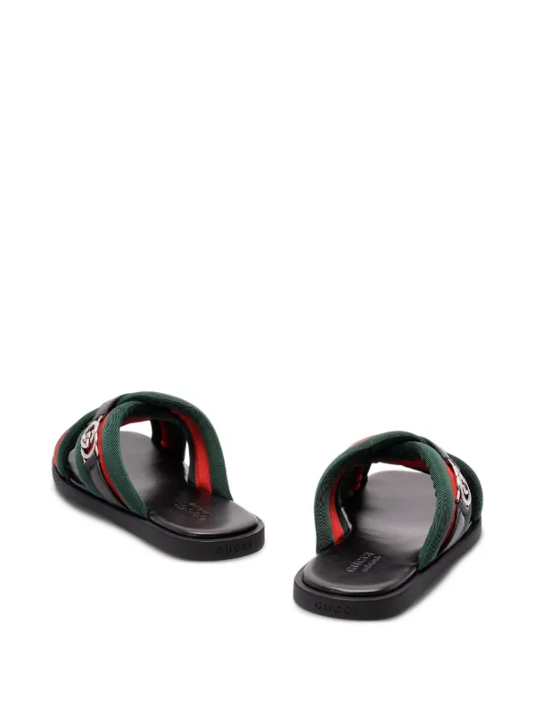 Gucci Maverik Web-striped cross-strap Sandals | Black | FARFETCH display picture 2