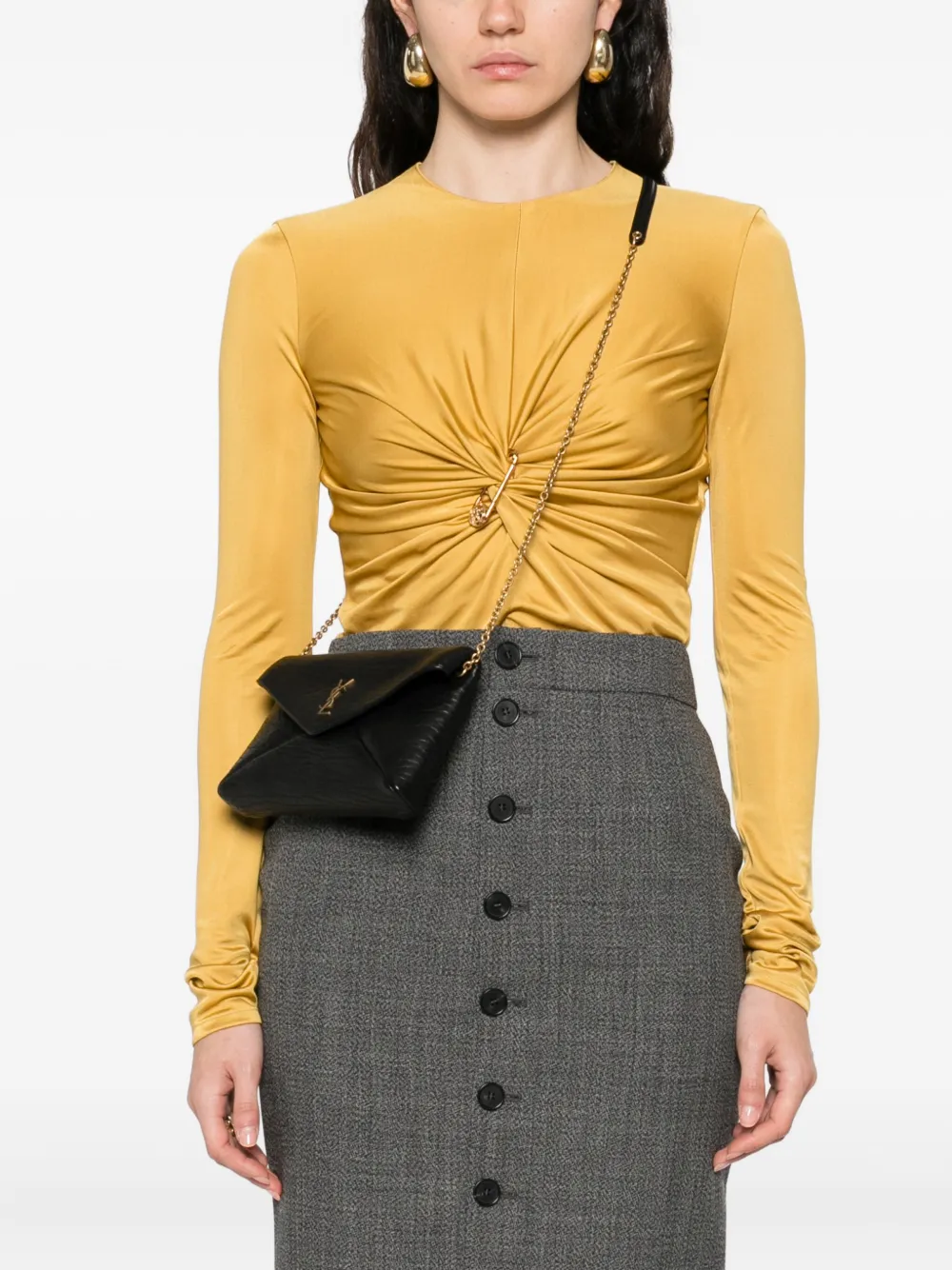 Saint Laurent Cassandre Flap Cross Body Bag In Black
