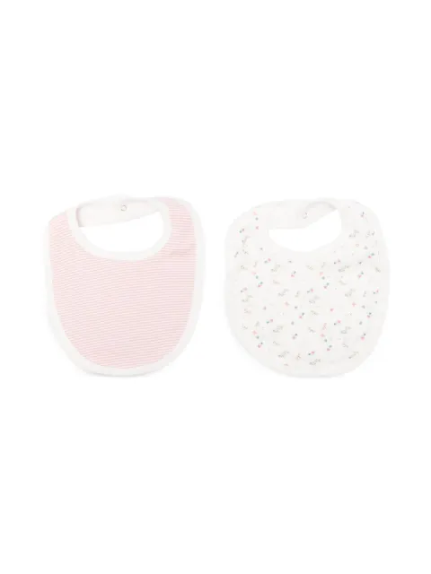 Petit Bateau striped floral bibs (pack of two)