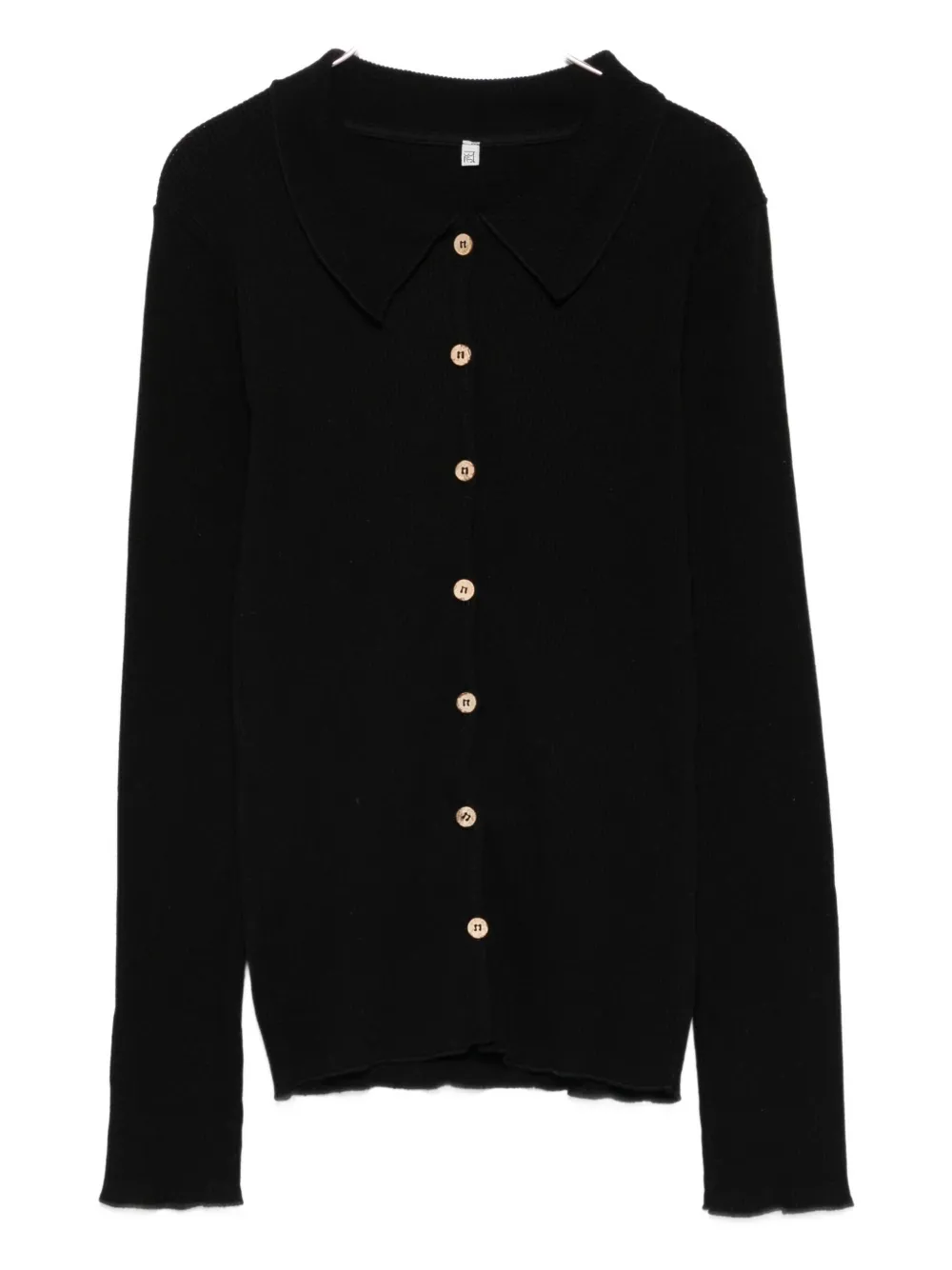 Baserange Button-front Ribbed Cardigan In Black