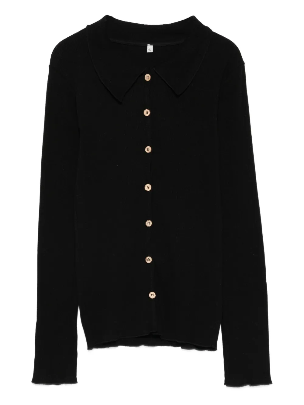 Baserange button-front ribbed cardigan Zwart