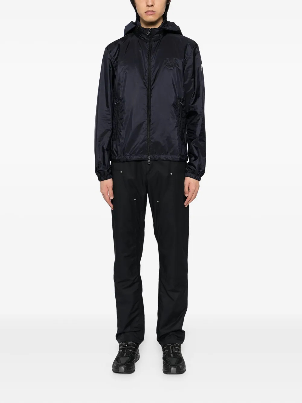 Moncler Ouge Water Repellent Nylon Jacket In Blue