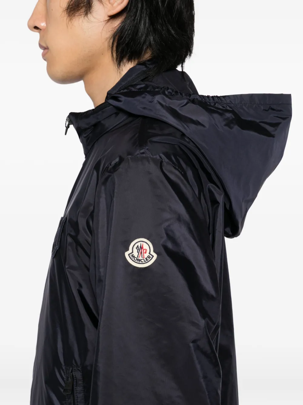 Moncler Ouge Water Repellent Nylon Jacket In Blue