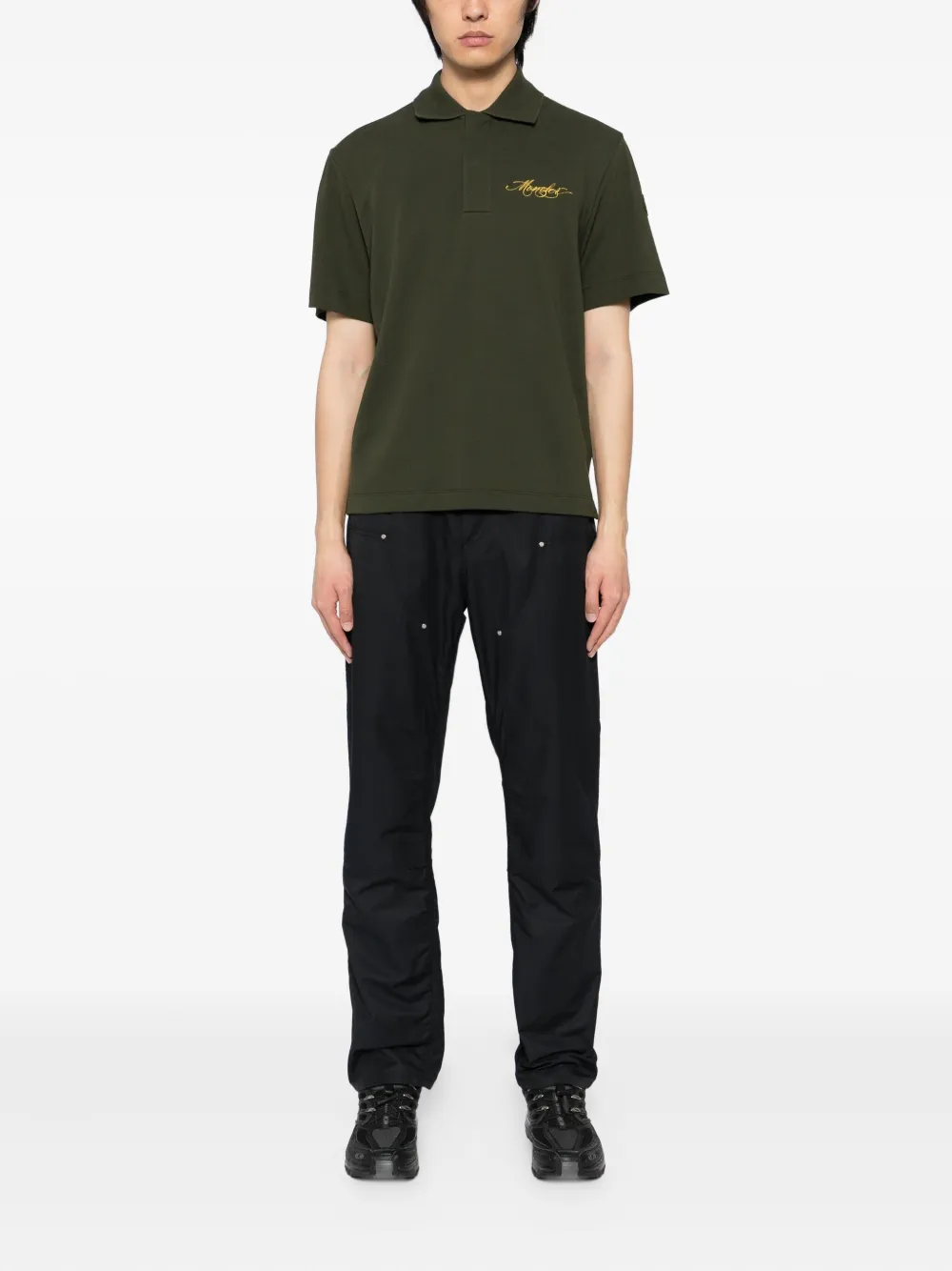 Moncler Poloshirt met geborduurd logo - Groen