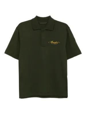 Moncler logo-patch striped-trim Polo Shirt | Black | FARFETCH