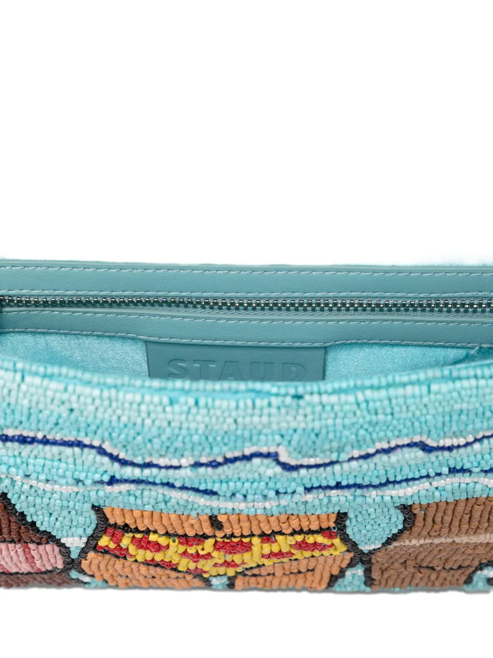 STAUD Tommy beaded tote bag Blauw