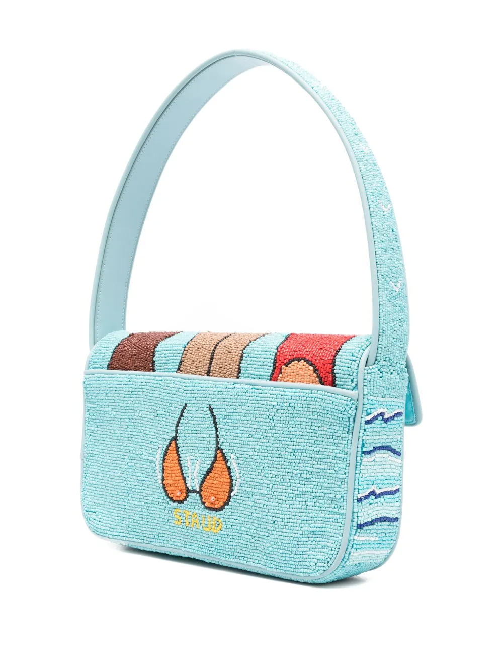 STAUD Tommy beaded tote bag Blauw
