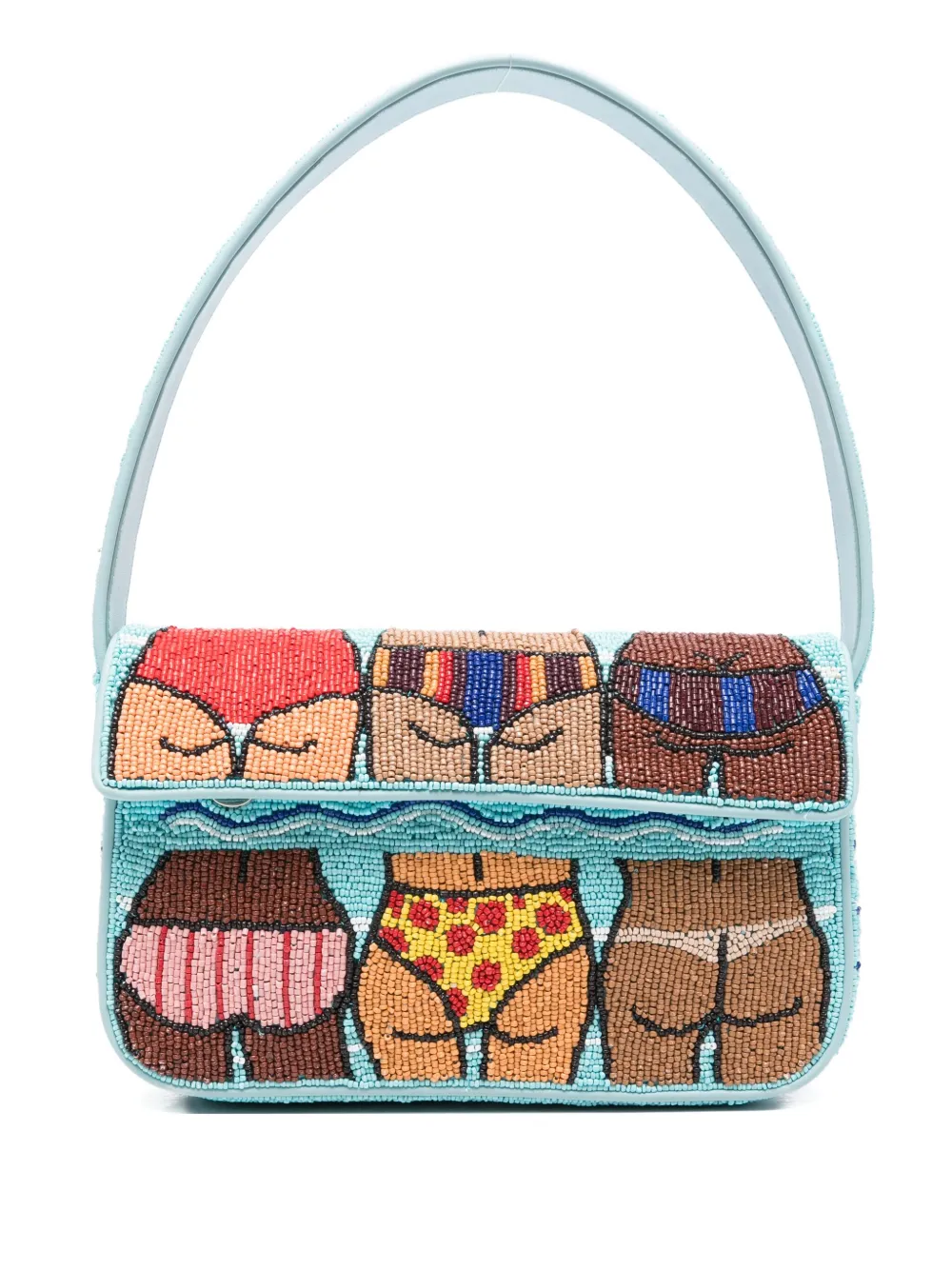 STAUD Tommy beaded tote bag - ブルー STAUD Tommy beaded tote bag - ブルー