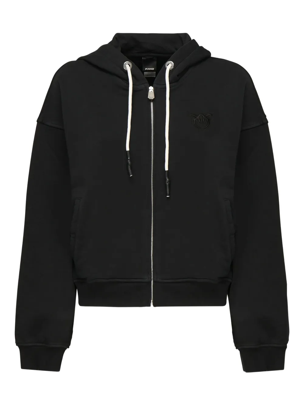 PINKO embroidered logo zip-up hoodie Zwart