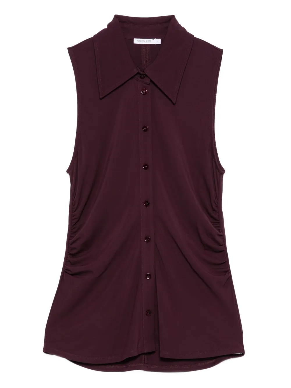 Patrizia Pepe sleeveless ruched-detail shirt Paars