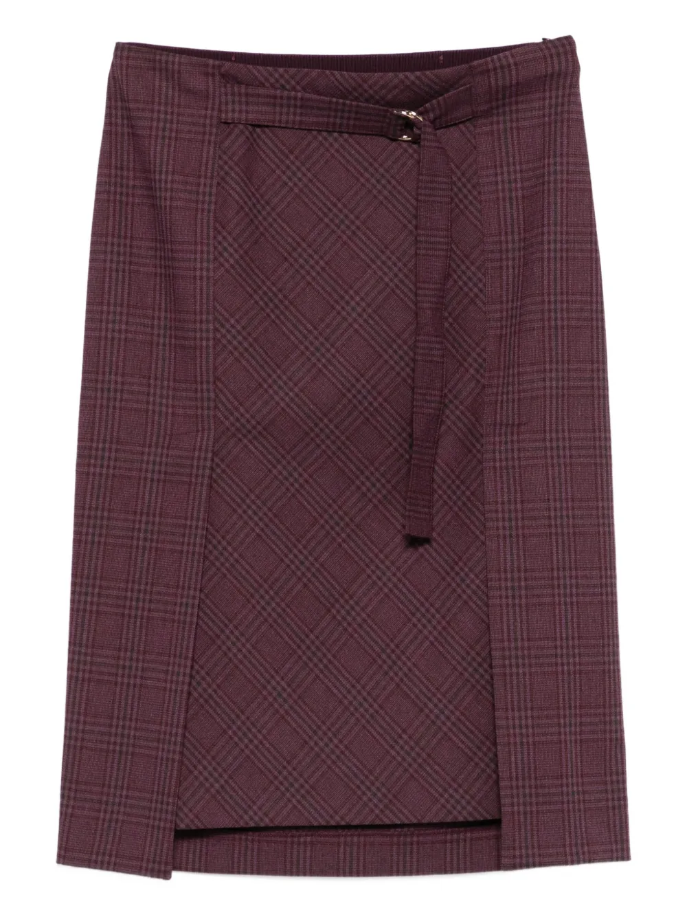 Patrizia Pepe Checked Midi Skirt In Burgundy