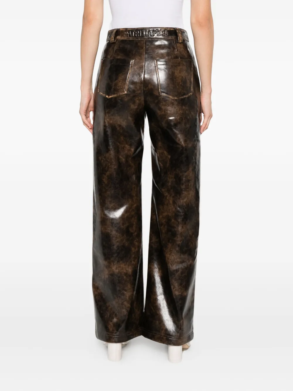 Patrizia Pepe Gecoate broek met print Bruin