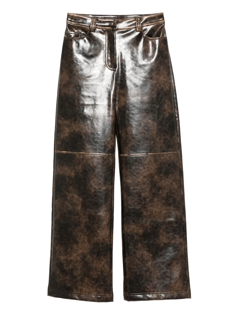 Patrizia Pepe Gecoate broek met print Bruin