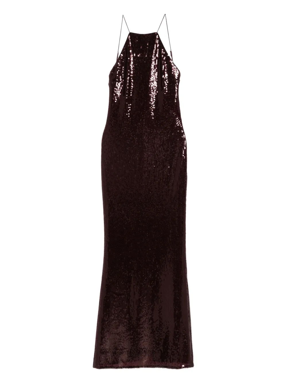 Patrizia Pepe sequinned halterneck dress Rood