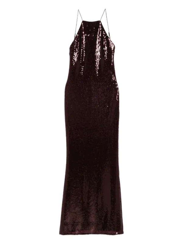Patrizia Pepe Sequinned Halterneck Dress Red FARFETCH BH