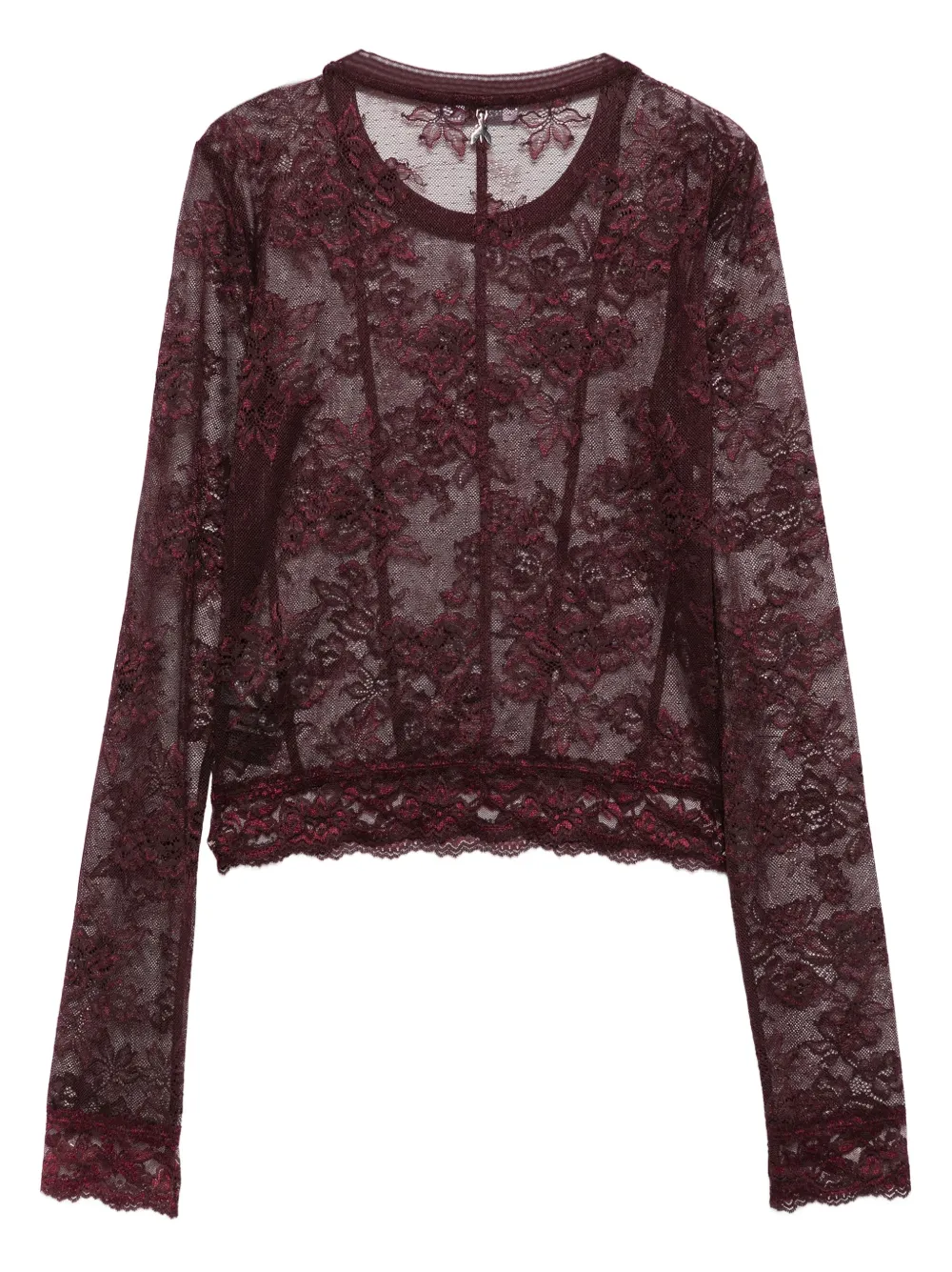 Patrizia Pepe Blouse met gewelfde afwerking en kant Paars