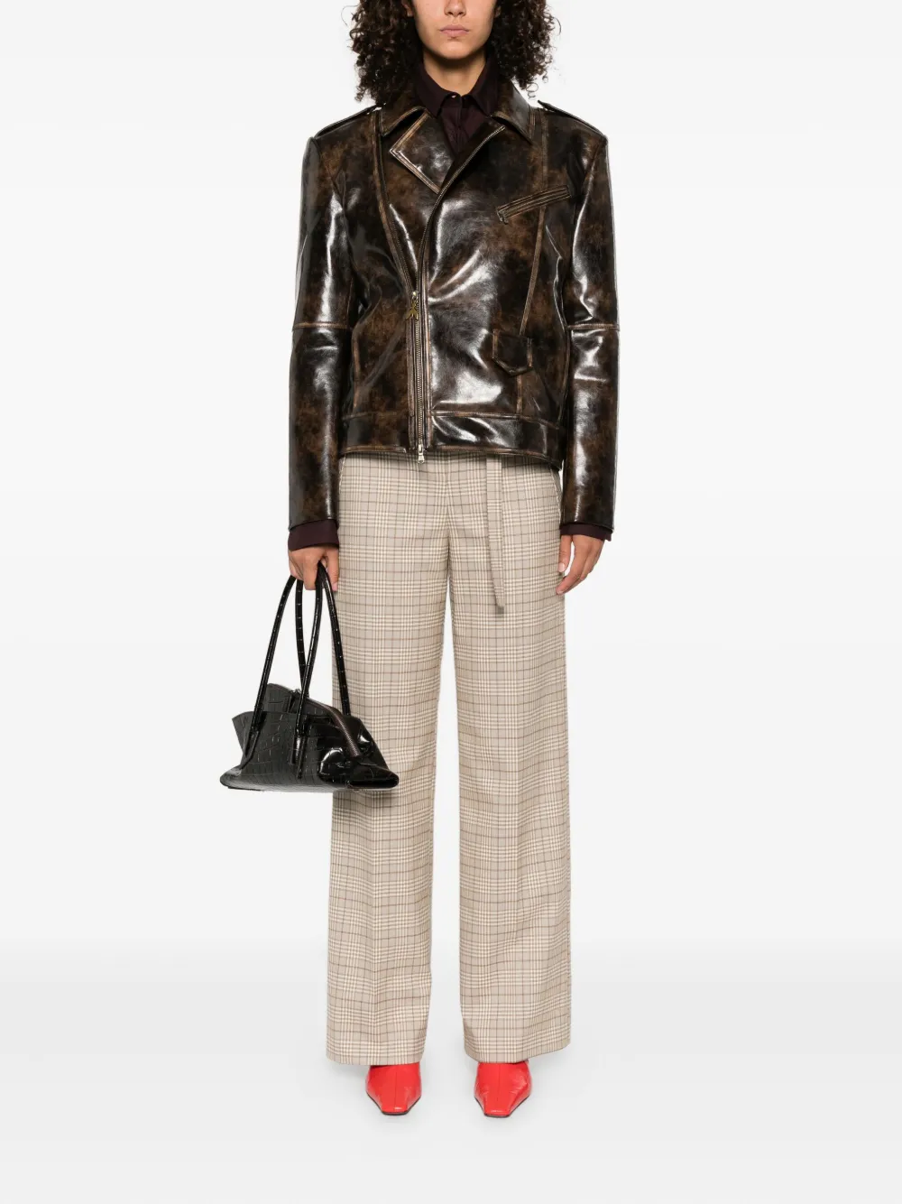 Patrizia Pepe long-sleeved biker jacket Bruin