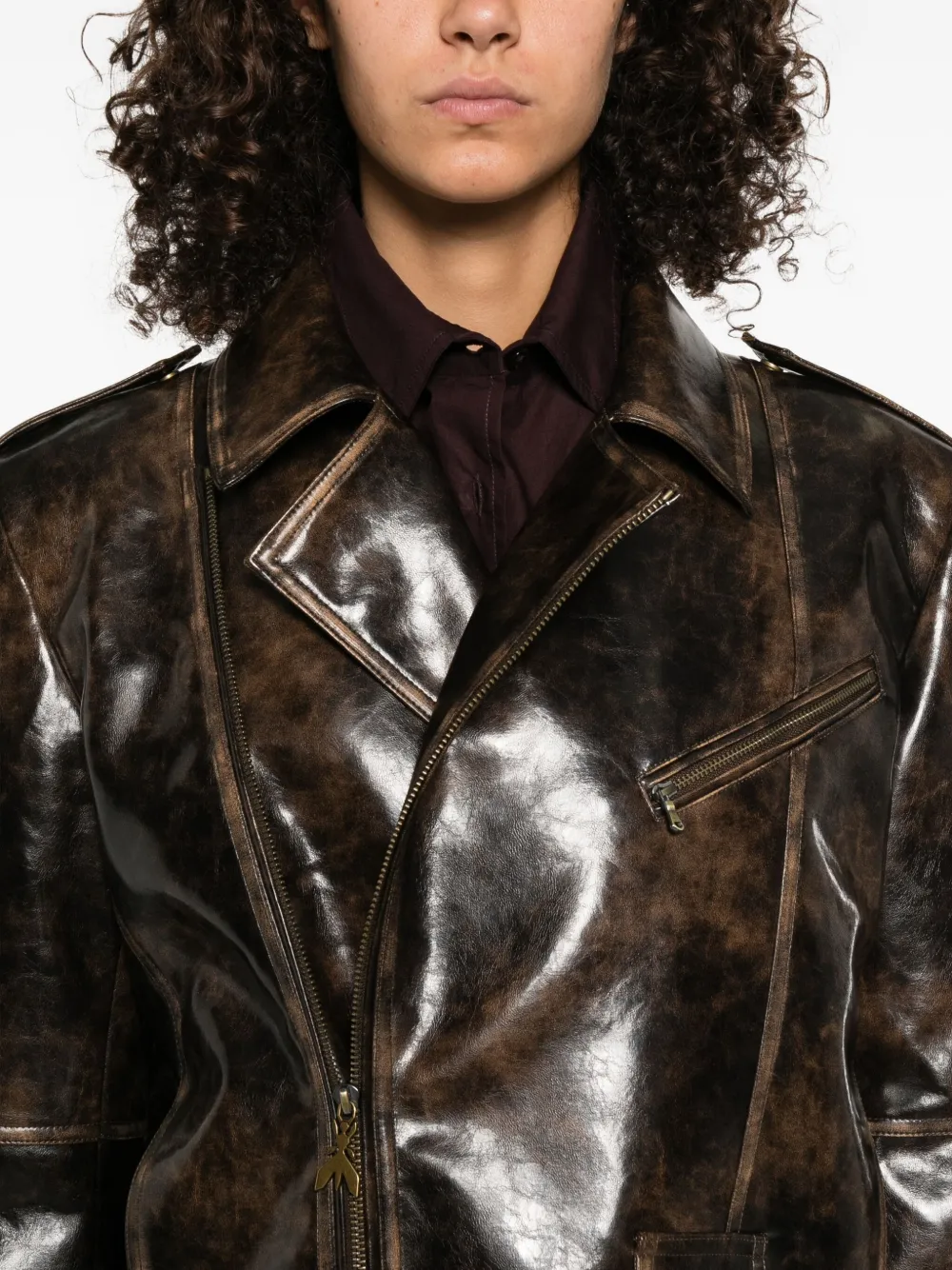 Patrizia Pepe long-sleeved biker jacket Bruin