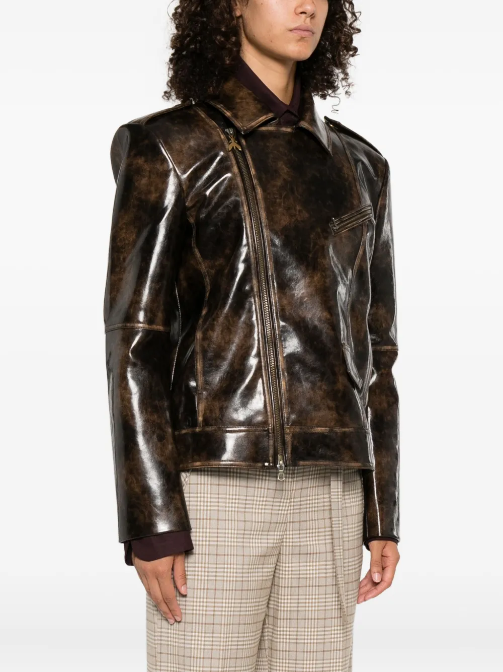 Patrizia Pepe long-sleeved biker jacket Bruin