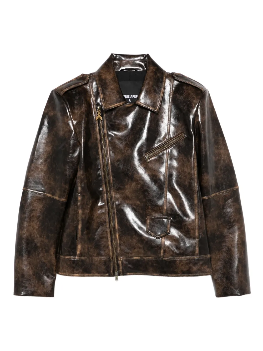 Patrizia Pepe long-sleeved biker jacket Bruin
