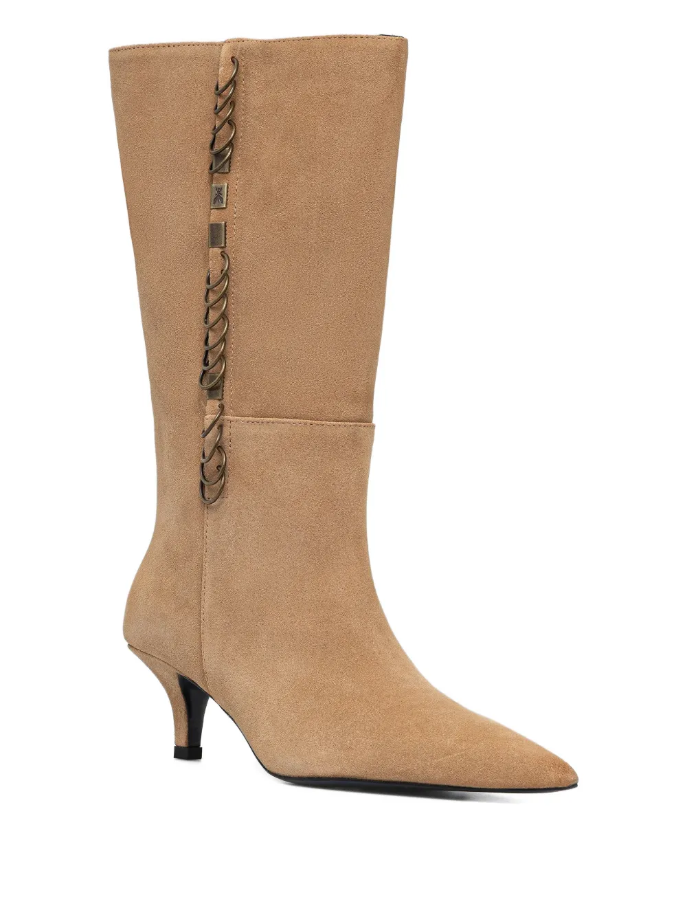 Patrizia Pepe 55mm Chain-detail Pointed-toe Boots In Brown