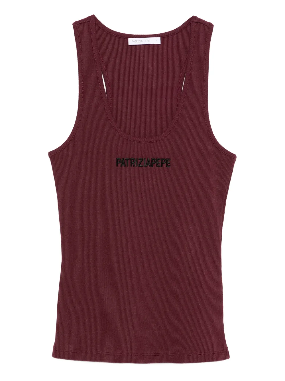 Patrizia Pepe logo-embroidered ribbed tank top Paars