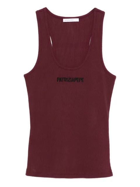 Patrizia Pepe logo-embroidered ribbed tank top 