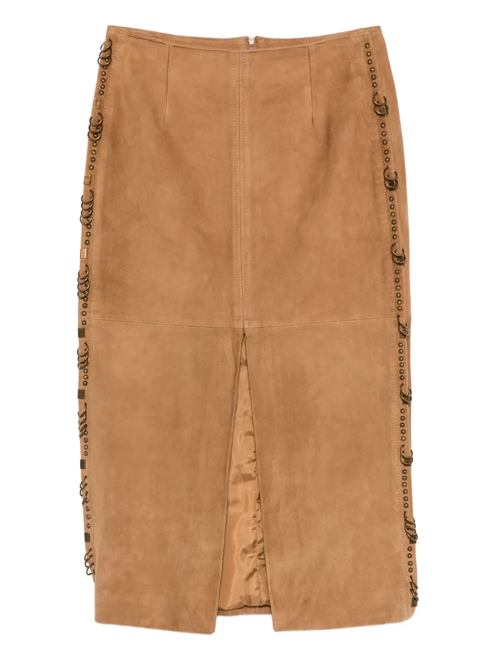 Patrizia Pepe Suede Midi Skirt In Brown