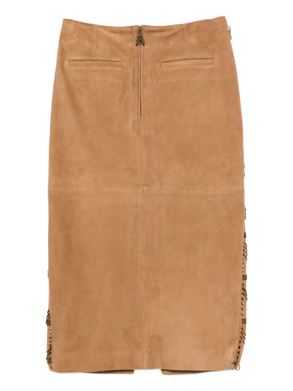 Patrizia Pepe Suede Midi Skirt In Brown