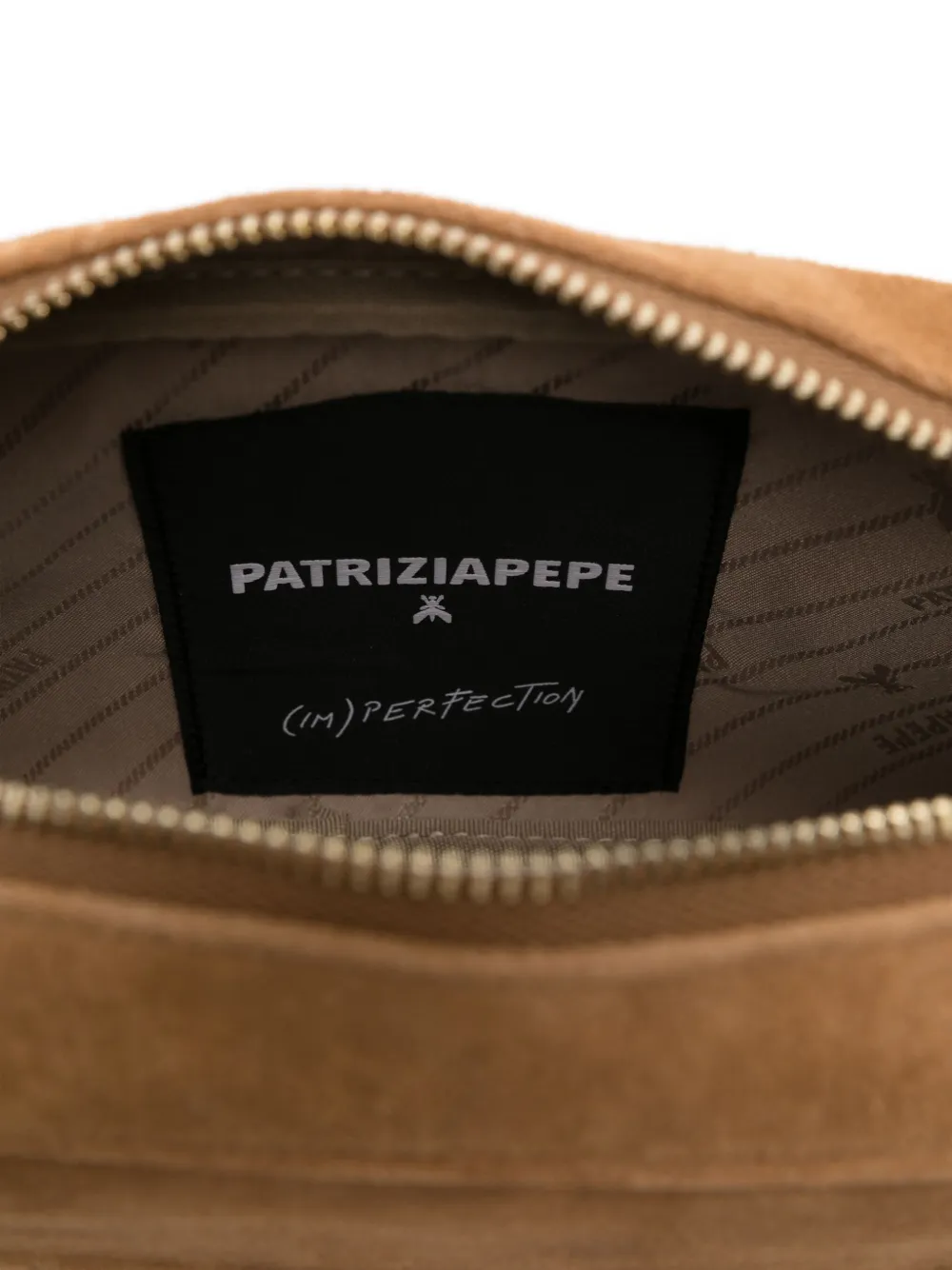 Patrizia Pepe Im)perfection suède crossbodytas Beige
