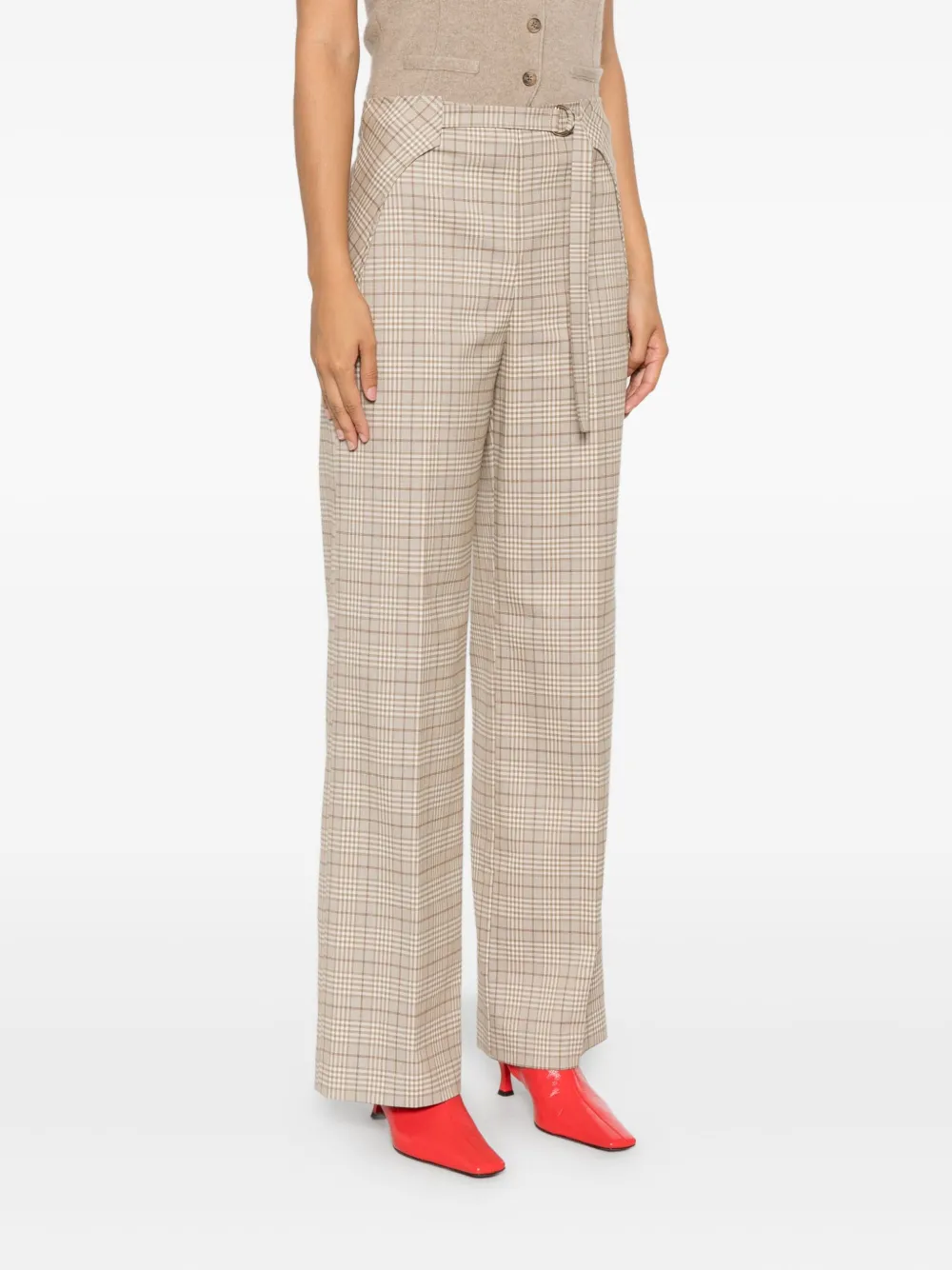 Patrizia Pepe Geruite broek Beige