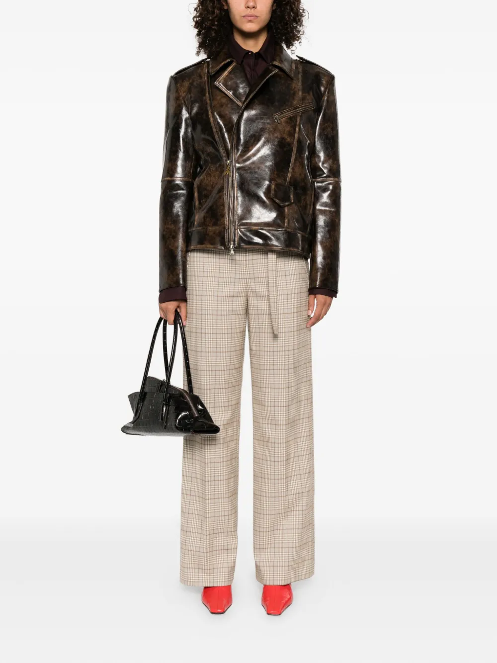 Patrizia Pepe Geruite broek Beige